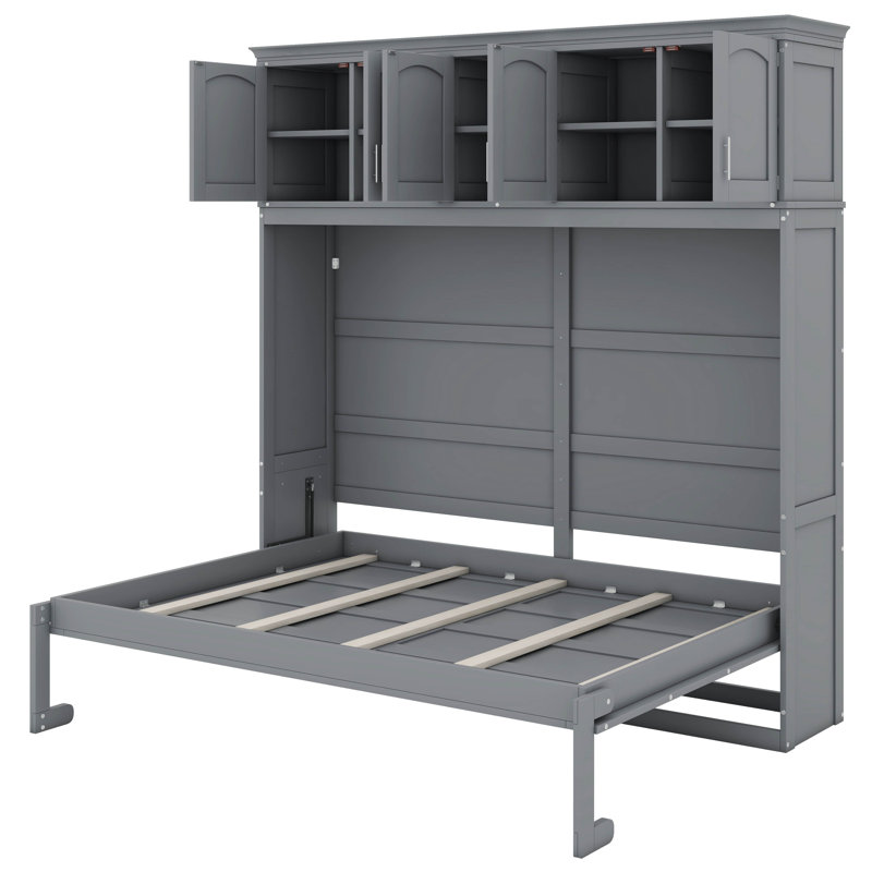 Lit escamotable mural avec armoires Nohealani, Grand, gris