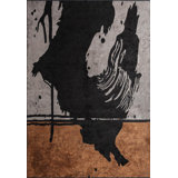 Modern Abstract Brush Stroke Area Arug