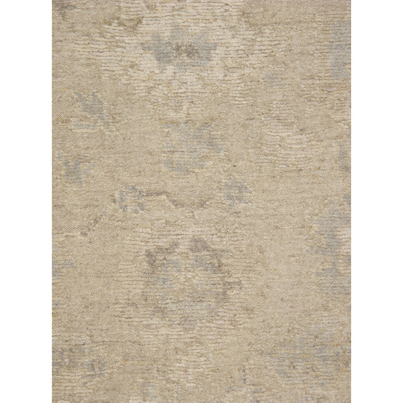 Oushak Hand-Knotted Cream Wool Area Rug, Rectangle 8'3" x 10'3"