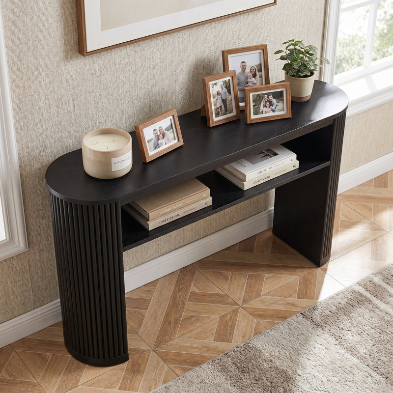 Console rustique ovale avec pieds cannelés, Black