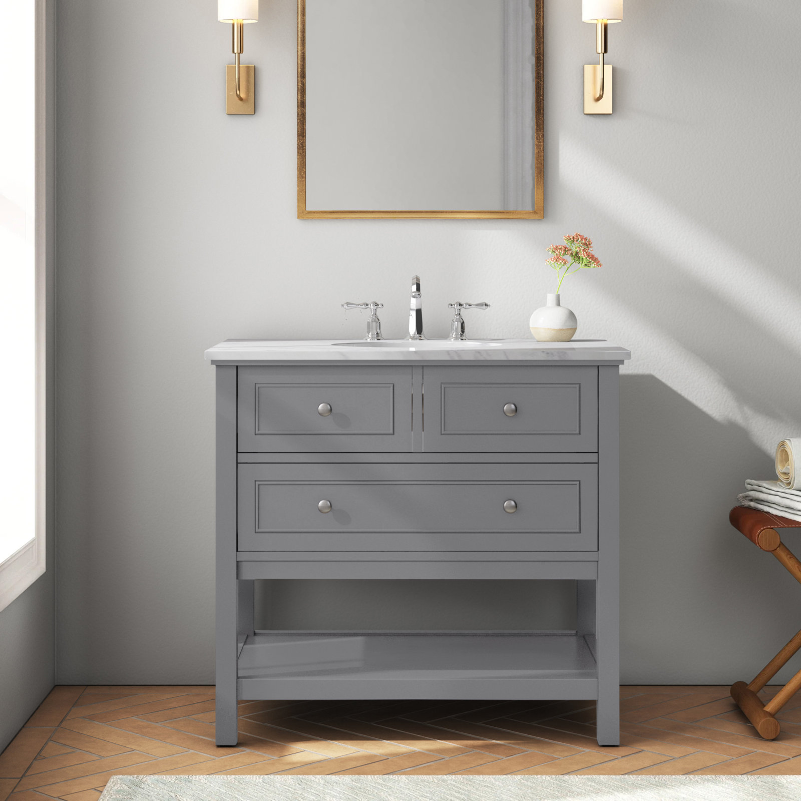 Bonsai 36" Single Sink Bathroom Vanity , Gray