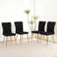 Élégante table de salle à manger ronde en verre et 4 chaises noires, en métal doré, style simple pour les chaises, table moderne, surface lisse, utilisation dans la cuisine