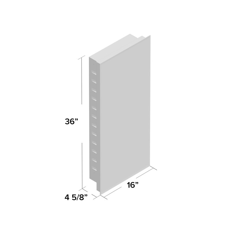 Pharmacie encastrable 16 po x 36 po Seidel, 4 Adjustable Glass 1 Fixed Steel w/Interior