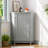 Modern Style Grey Triangle Corner Storage Cabinet With Adjustable Shelves For Living Room And Entryway. - Bathroom Ample Shelves. Durability-1637192238