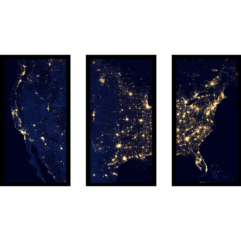 «State Lights», ensemble de 3 reproductions de photos sur plastique, H 25,5 po x l 40,5 po x P 1 po