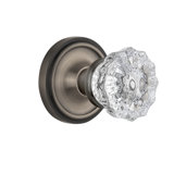 Clear Crystal Interior Mortise Door Knob with Classic Rosette