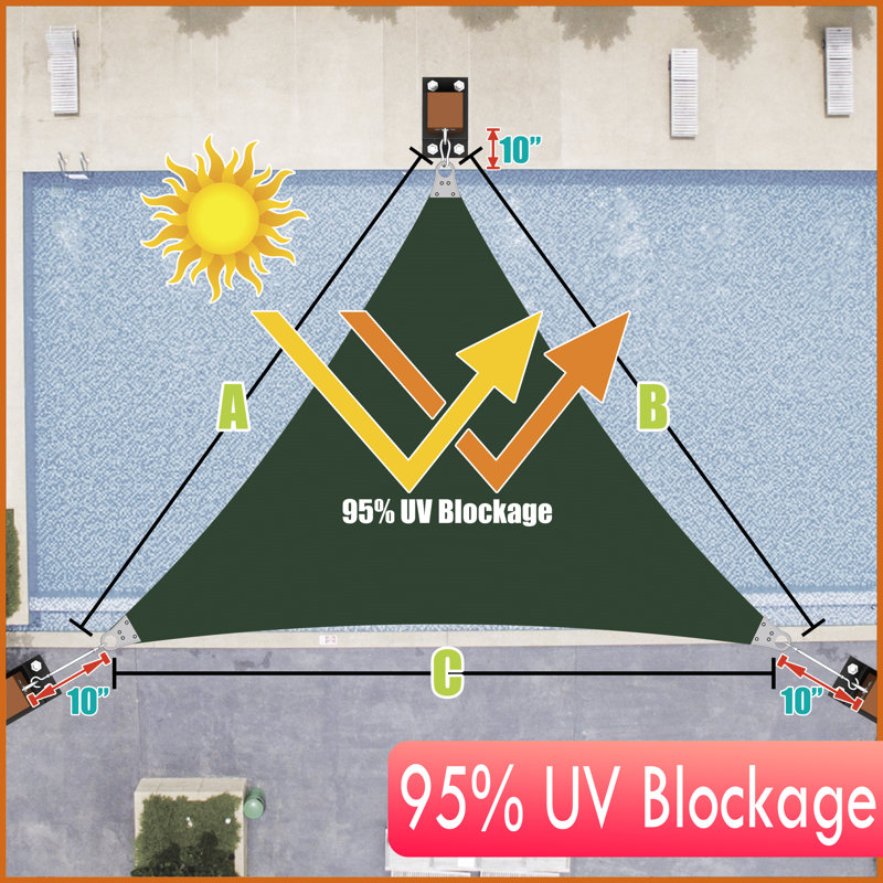 Green High-Density Polyethylene Triangle Shade Sail with Stainless Steel Rings