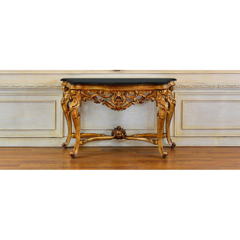 Rosia 53'' W Marble Console Table, Black