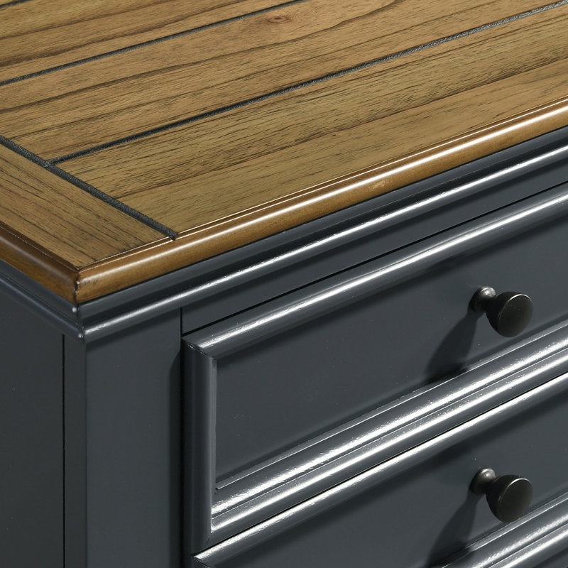 Commode 7 tiroirs avec miroir Semaj, Bleu