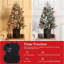 3Ft Prelit Premium Snow Flocked Artificial Christmas Tree,Pre-Lit Xmas Artificial Christmas Tree With Potted Base,78 Battery-Powered Led Lights White Tipped Branches And Red Berries
