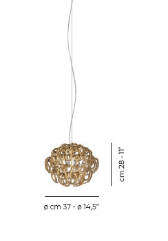 Giogali 1 - Light Pendant, 90" H x 14.5" W x 14.5" D, Crystal Amber, Matte Bronze