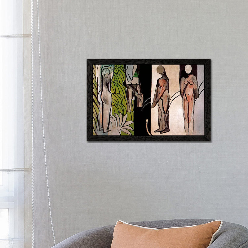 Bathers By A River by Henri Matisse - Painting on Canvas, 152.5 cm H x 101.5 cm W, Black Floater Framed