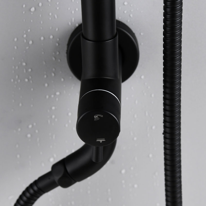 Matte Black Shower With 8" Rainfall And Adjustable Handheld Option For A Luxurious