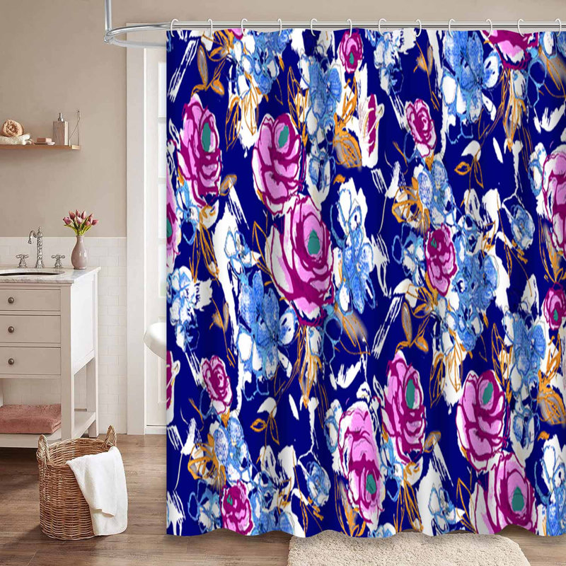 Rideau de douche avec 12 crochets Flower, L 72 po x l 84 po