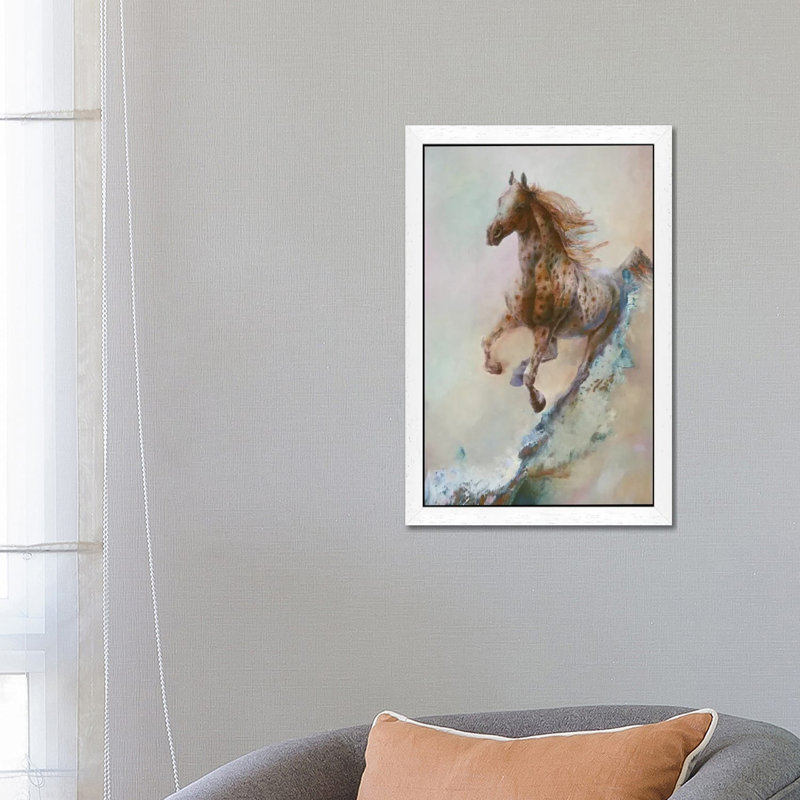 Appaloosa Run (Running Horse) by Denton Lund - Painting on Canvas, White Framed, 66.04 cm H x 45.72 cm W