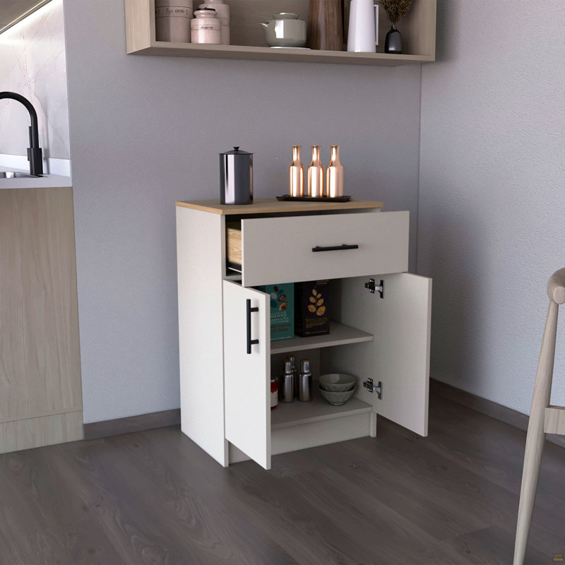 Armoire de rangement pour garde-manger H 33 po, un tiroir, deux tablettes intérieures, Bois