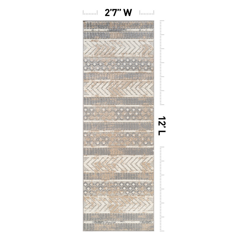 Alphee Geometric Indoor / Outdoor Rug, Runner 2'7" x 12'