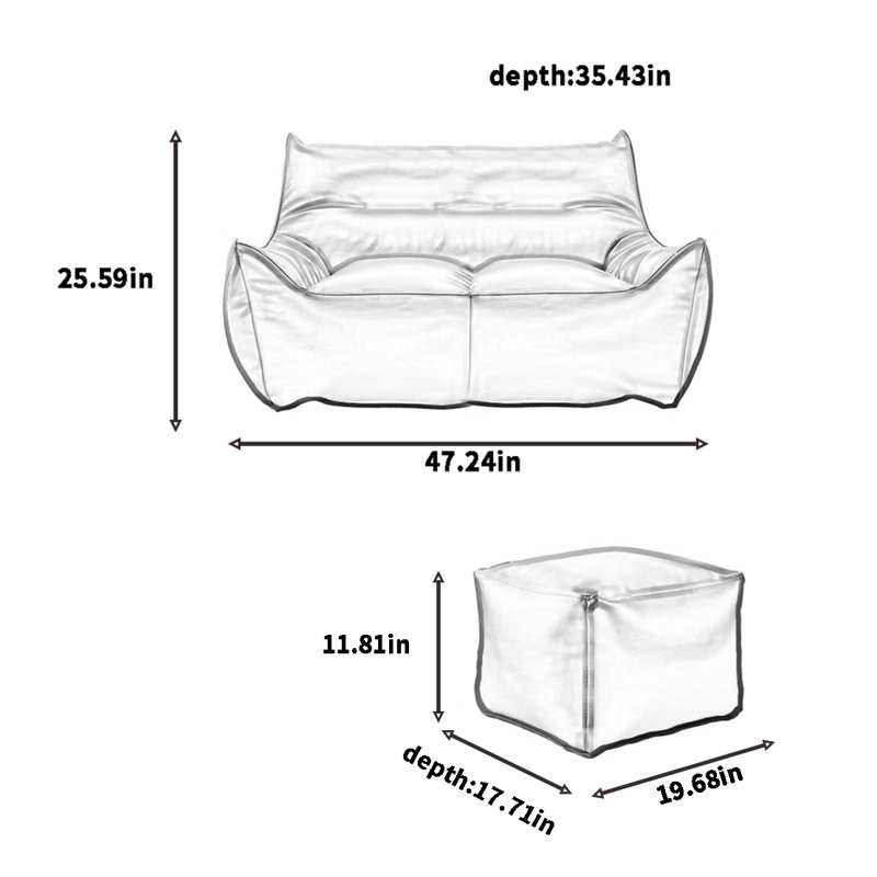 Canapé à billes, H 25,59 po x l 47,24 po x P 35,43 po