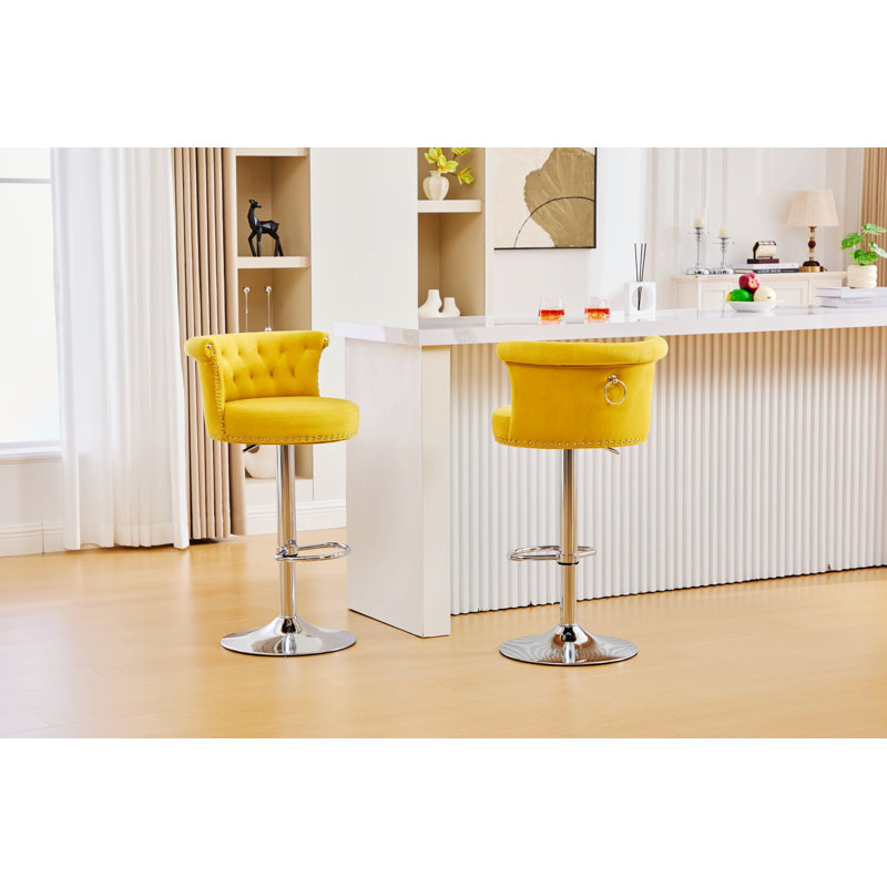 Ensemble de 2 tabourets de bar, tabourets de bar pivotants avec pieds en métal, tabourets à hauteur de comptoir pour la cuisine et la salle à manger