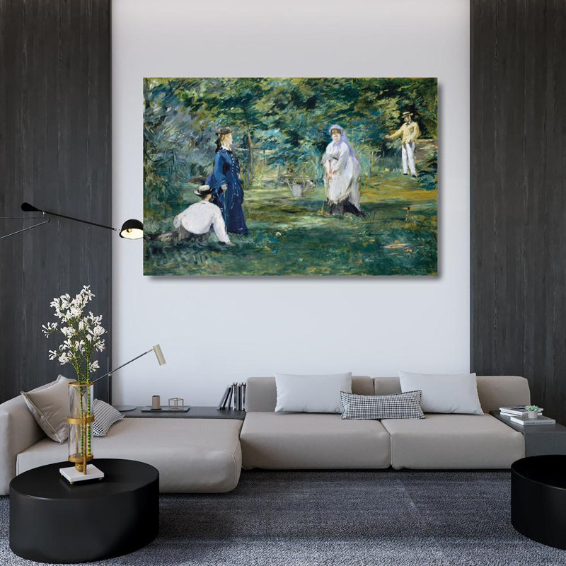 "A Game of Croquet" par Édouard Manet - Toile tendue avec châssis, H 48 po x l 33 po