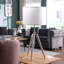 34.25" - 29.25" In Mid-Century Adjustable Tripod Chrome/Silver Metal Table Lamp