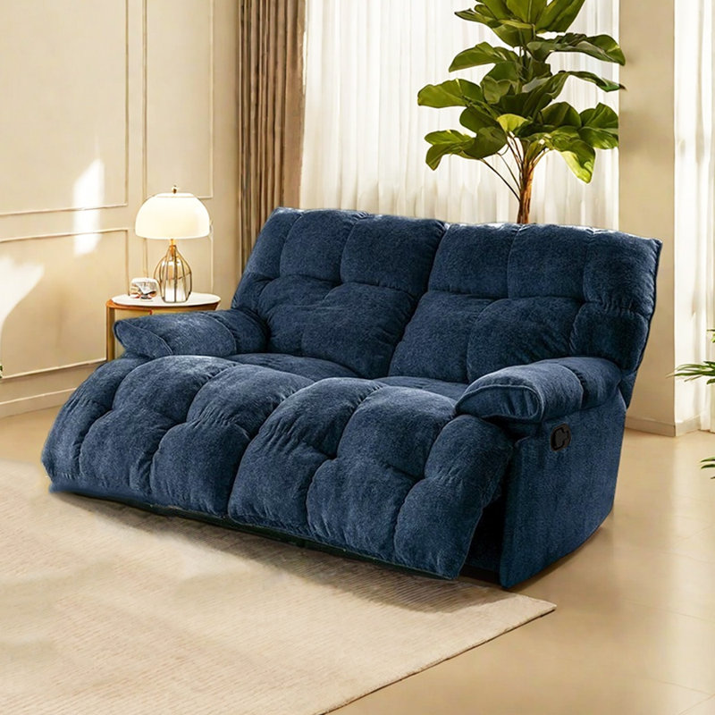 Fauteuil inclinable ergonomique spacieux à deux positions, Tissu chenille bleu foncé