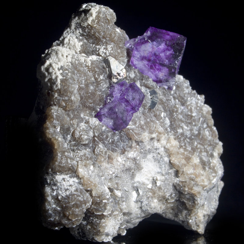 Yaogangxian Fluorite with Arsenopyrite on Mica