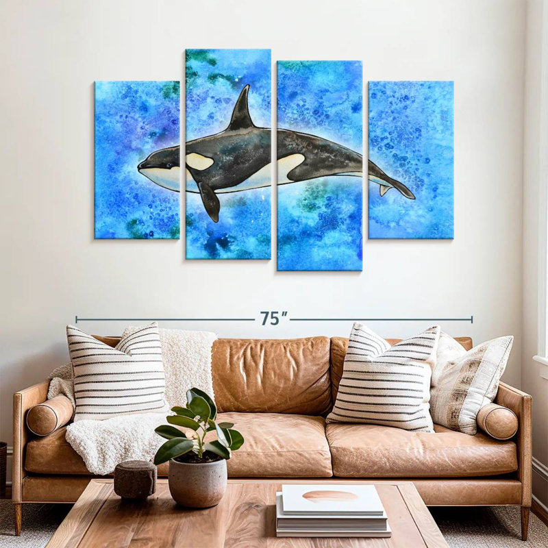 Brampt Orca On Blue, 42" H x 68" W