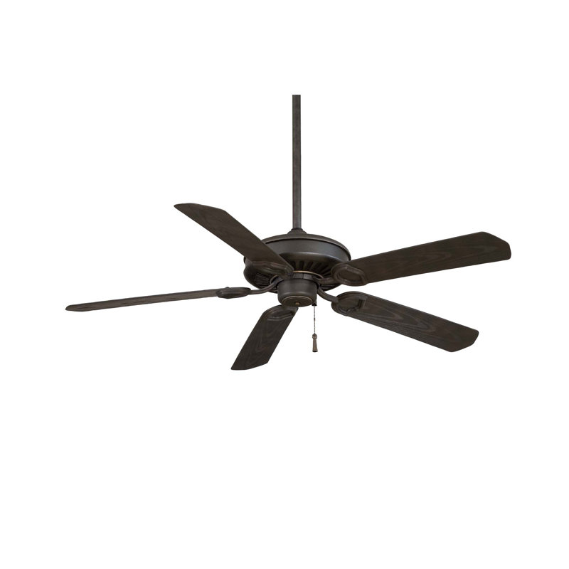 54" Sundowner 5 - Blade Standard Ceiling Fan with Pull Chain, Black Iron with Black Blades