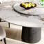 59" Round Dining Table for 8 With Sintered Stone Lazy Susan + Dark Walnut Solid Wood Base-116510855-116510853