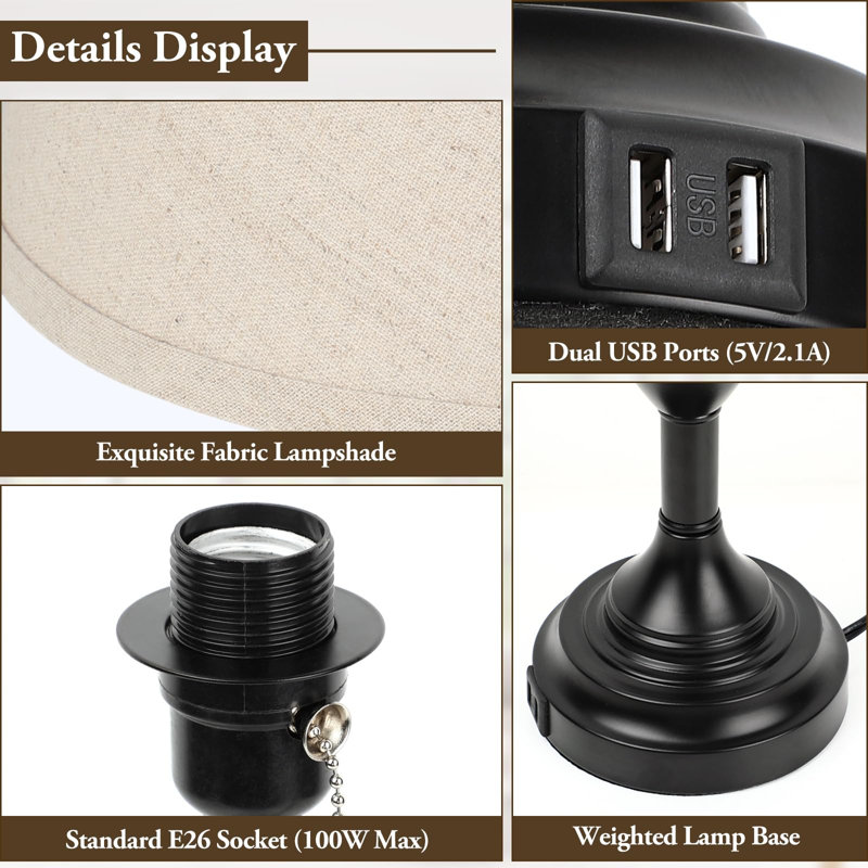 Metal USB Table Lamp, Black