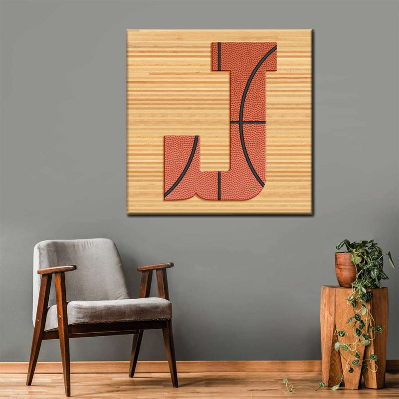 «Basketball J Alphabet» sur toile, H 30 po x l 30 po x P 1,25 po