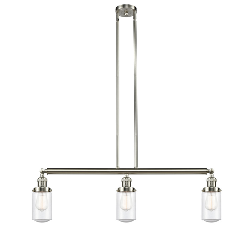 Luminaire suspendu linéaire à 3 lumières pour îlot de cuisine Lemoine, Grainé, Nickel satiné brossé, Ampoule non incluse