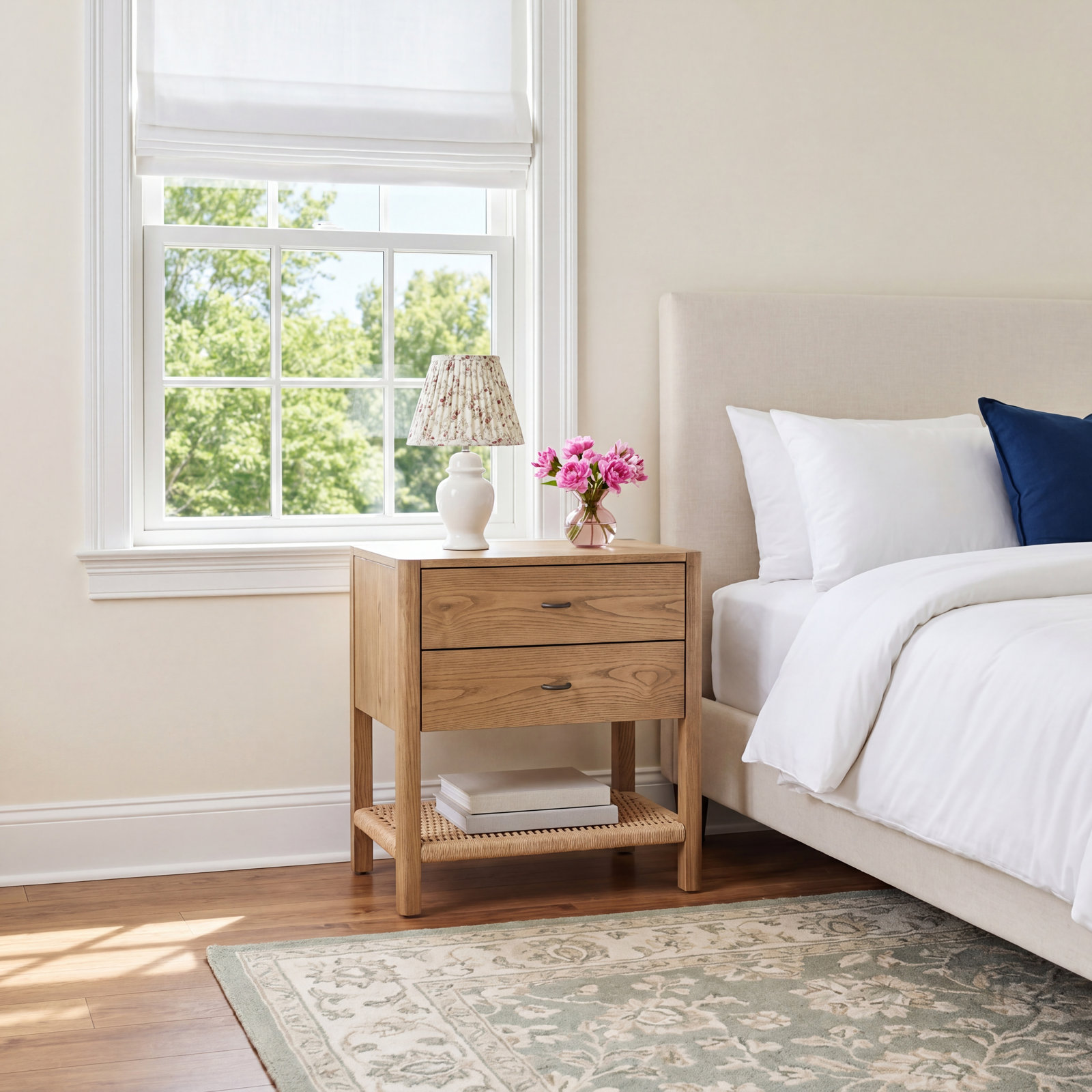 Deirdre 2 - Drawer Woven Nightstand, Dune Ash