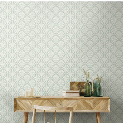 Garden Arch  - Soft Blue 10m Wallpaper
