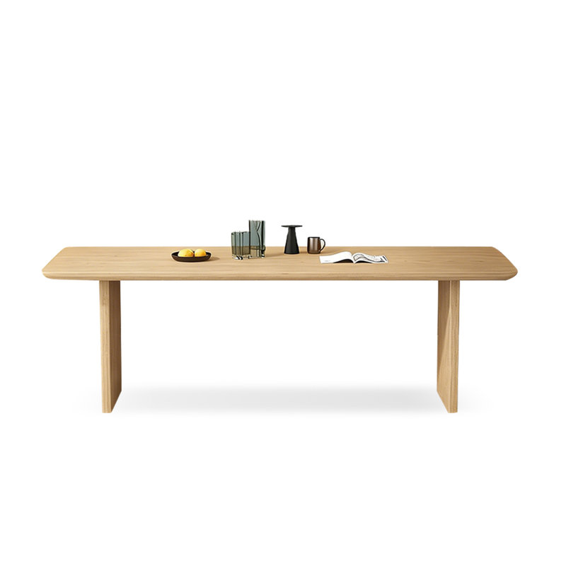 Modern Burlywood Rectangular Solid Wood Dining Table, 29.53"H x 86.61"L x 35.43"W, Burlywood