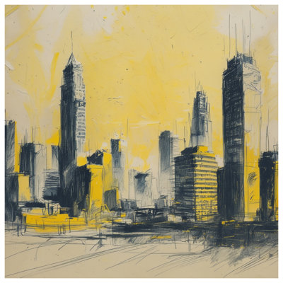 Yellow Urban Skyline Quilted Bedspread All Sizes