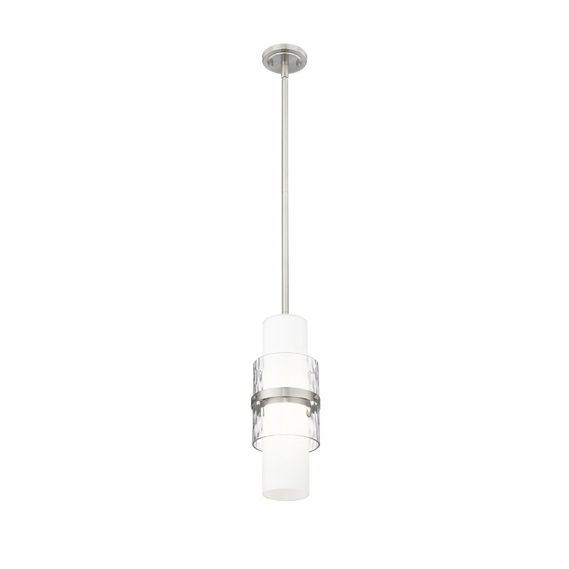 Luminaire suspendu cylindrique à 1 lumière Bryelle, Nickel brossé