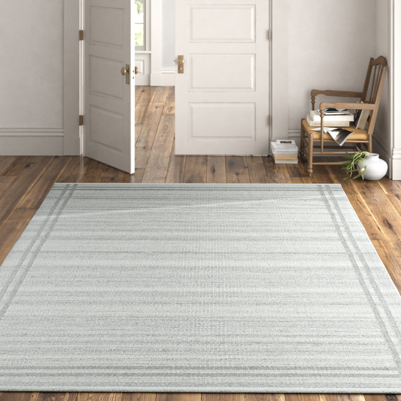 Lavande Striped Wool Area Rug, Rectangle 8' x 10'