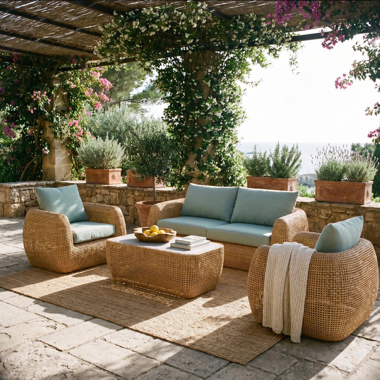 Sydney 5-Person Sunbrella® Complete Patio Set, Canvas Spa