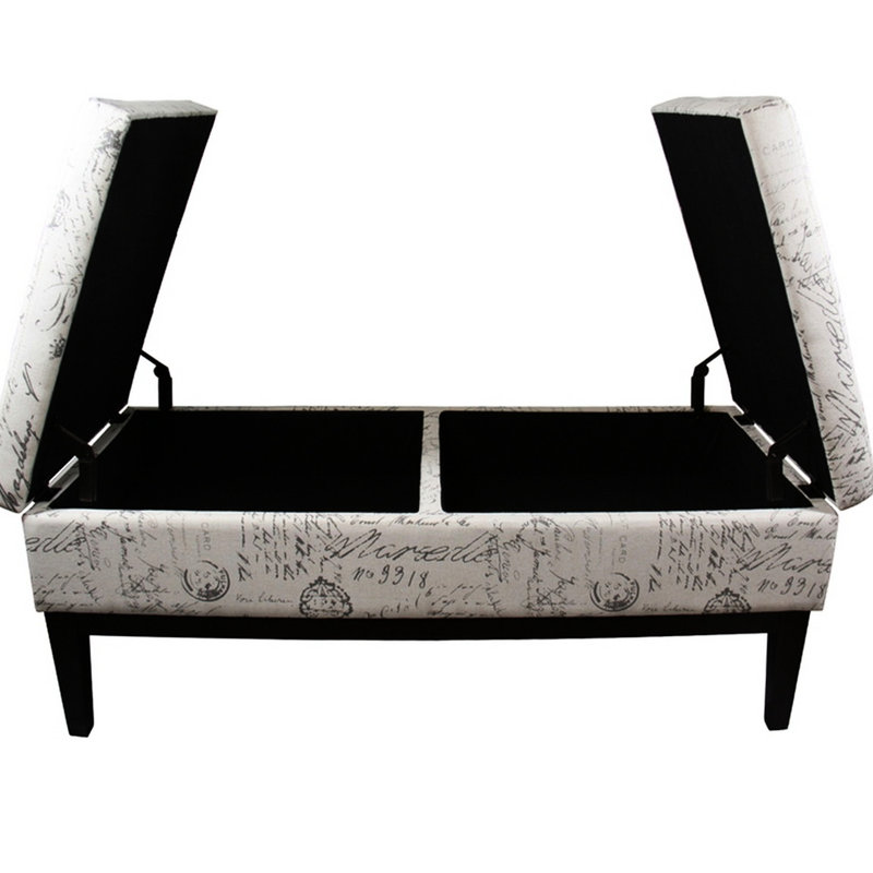 Banc de rangement de 19,5 po de hauteur avec rangement double et revêtement moderne, l 20,5 po