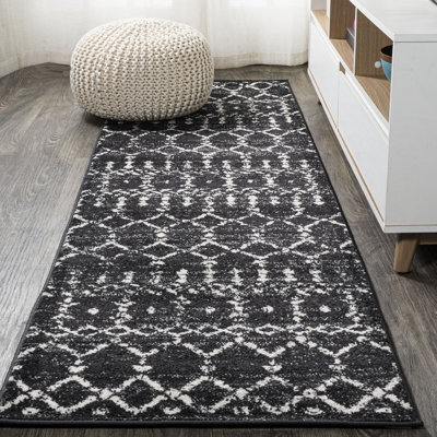 Kateshia Moroccan HYPE Boho Vintage Diamond Black/Ivory Rug