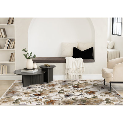 Tapis botanique crème Paturi