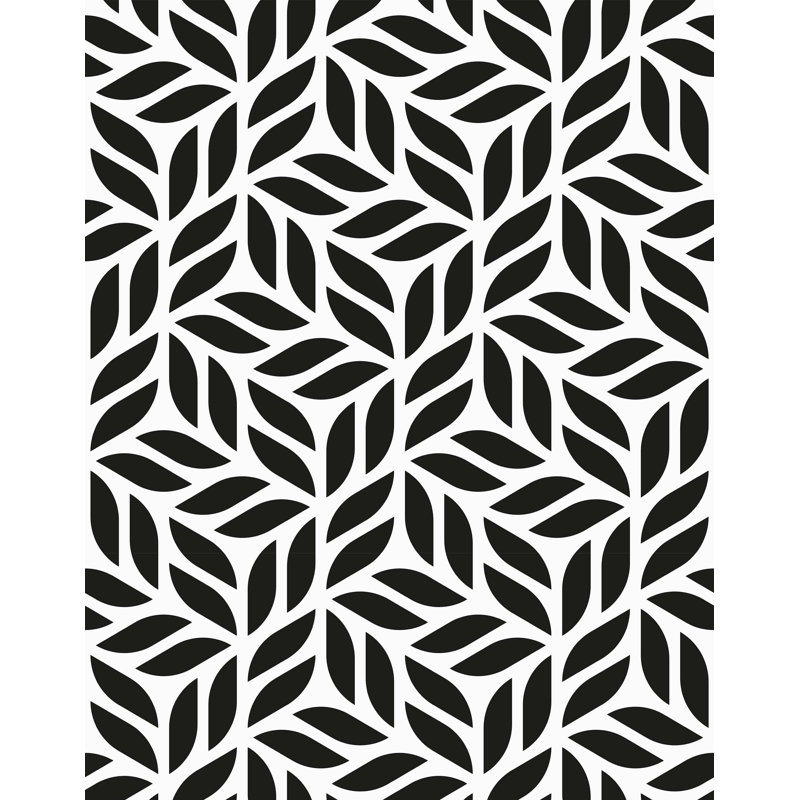 7m x 75cm Matte Geometric Leaf Pattern Wallpaper Roll, White