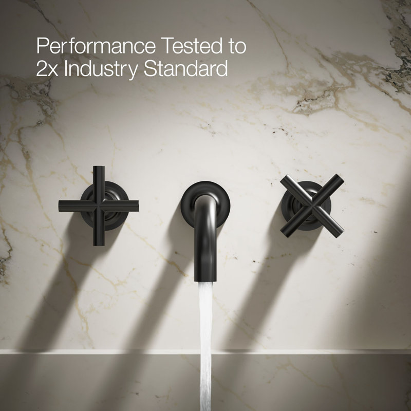 Purist® Wall Mounted Bathroom Faucet, Matte Black, Cross Handle