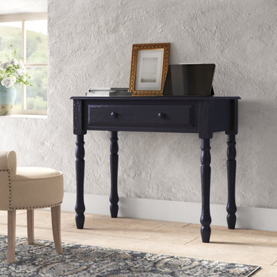 Elegant Black 34" W x 19" D x 30" H Writing Desk with Flip-Top Keyboard Tray