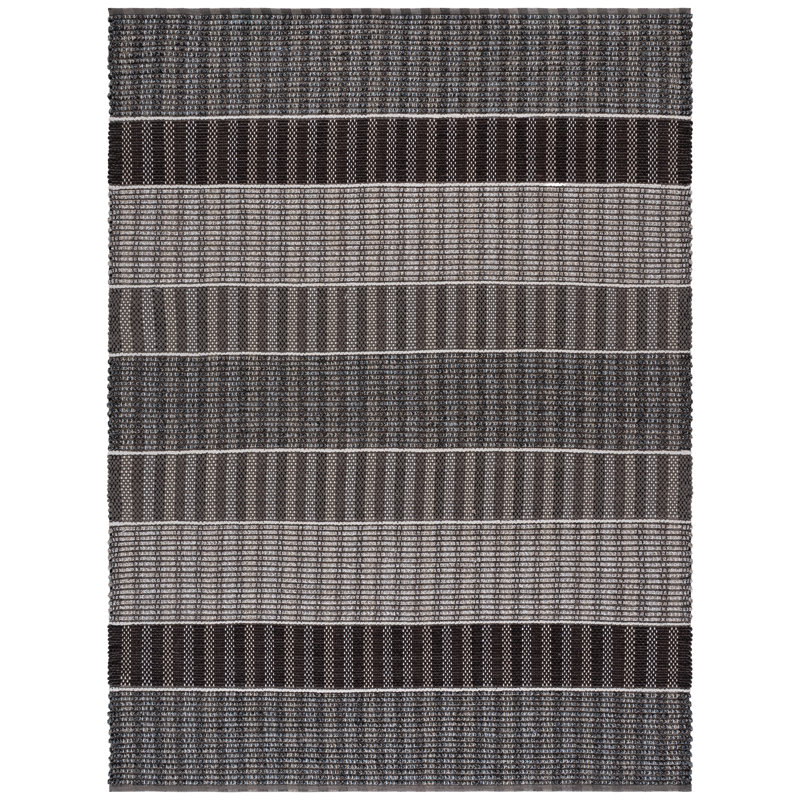 Braided 764 Hand Woven Cotton Pile Striped Rug, Rectangle 8' x 10'