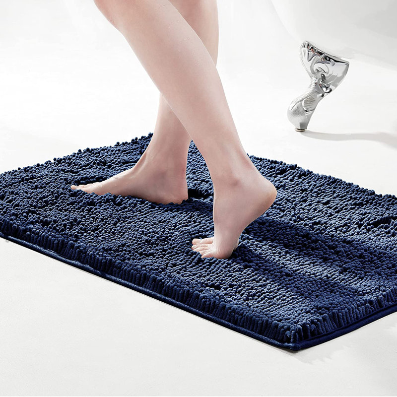 Porreca Non-Slip Bath Rug, 24" W x 36" L, Navy Blue