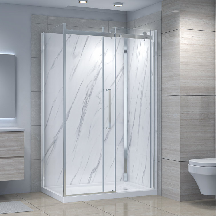 Dreamwerks Bristol 48" W X 32" D X 79.2" H Framed Rectangular Reversible Shower Kit 
