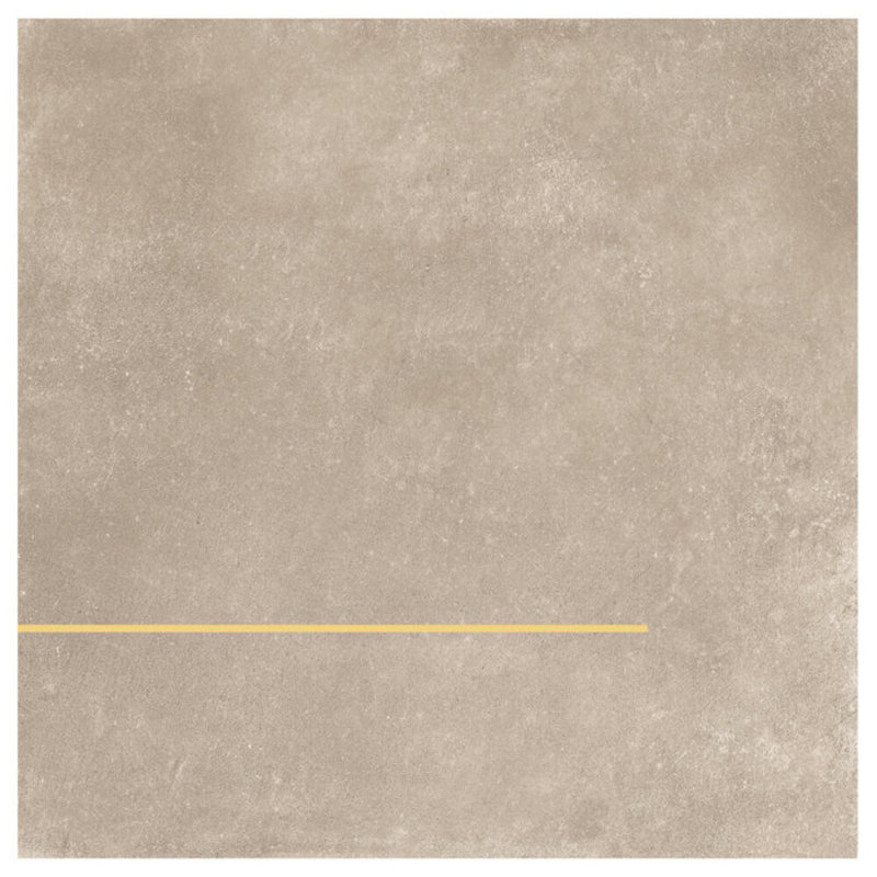 Lines 24x24 Matte Brass Inlay Porcelain Tile, Greige